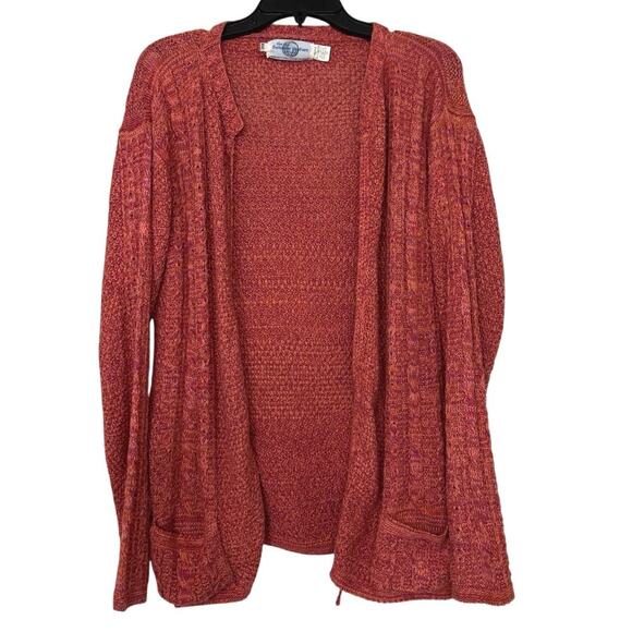 The Sweater Venture Cotton Pink Hand Knit Space Dye Zip Up Sweater Size XXL - Picture 2 of 10